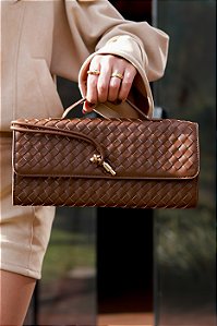 Bolsa Feminina trançada Victoria Marrom