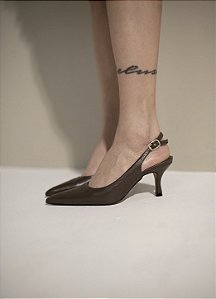 DUPLICADO - Slingback Feminino Roberta Preto em Couro legítimo