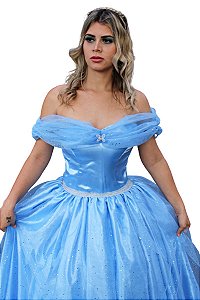 Vestido Infantil Cinderela Brinde Disney Tam 4 a 10