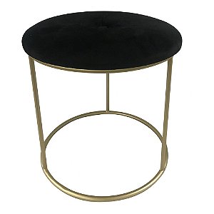 BANQUETA DE VELUDO PRETO BASE METAL DOURADO