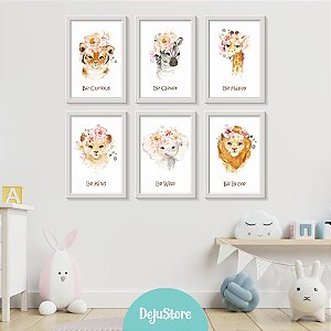 Kit Quadros: Safari Aquarela Florido