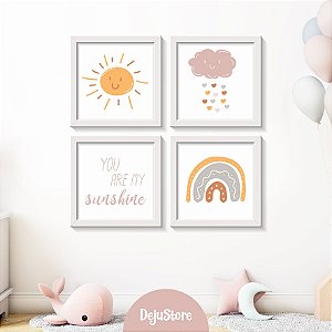 Kit Quadros: Arco-Íris, Sol e Nuvem (You are my Sunshine)