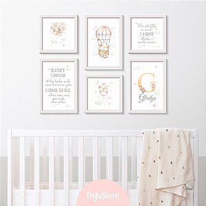 Kit Quadros: Coelhinhos em aquarela no balão