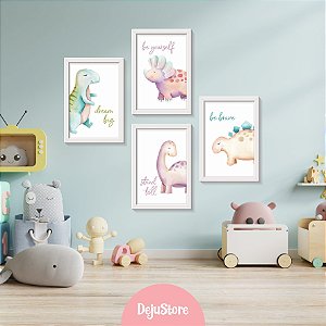 Kit Quadros: Dinossauros em Aquarela