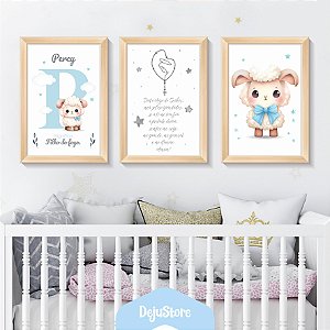 Kit Quadros: Ovelha Azul em Aquarela