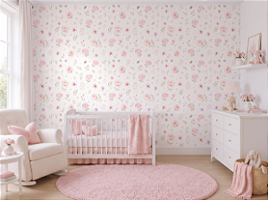 Papel de Parede Floral em Rosas, Flores e Folhas