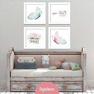 Kit Quadros: Borboletas Aquarela