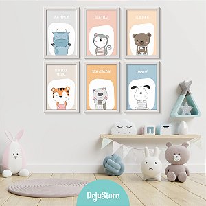 Kit Quadros: Animais Fofos Coloridos