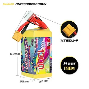 Bateria Lipo 6s GNB HV 1300 Mah XT60 160C