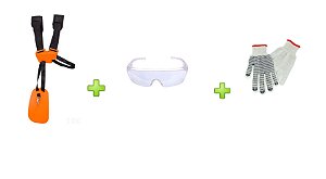 Kit Oculos Proteção  + Luva + Cinto Roçadeira
