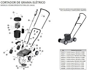 Peças Reposição Cortador de Grama Eletrico Tramontina CE30M