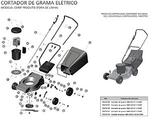 Peças de Reposição Cortador de Grama Eletrico Tramontina CE40P