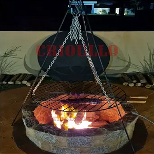 Trempe Com Grelha De Aço Fogo De Chão 175x80x2 Cm