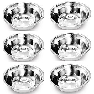 6 Tigelas Redonda bacia em aço Inox 27cm ic TJ-18-6