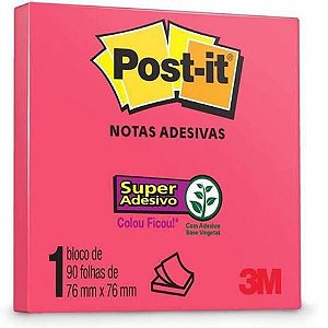 Post-it Rosa Poppy 76mm X 76mm 90 Folhas 3M