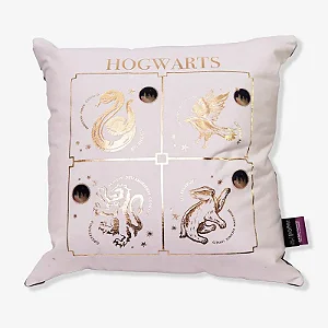 Almofada Veludo Hogwarts Casas Douradas