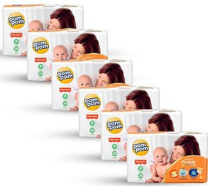 Kit 6 Fralda Infantil PomPom Derma Protek P