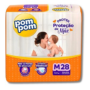Fralda PomPom Protek Proteção de Mãe M 28 Unidades