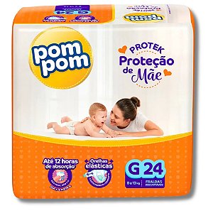 Fralda PomPom Protek Proteção de Mãe G 24 Unidades