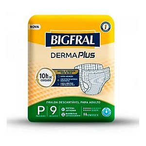 Fralda Geriátrica Bigfral Derma Plus P 9 Unidades