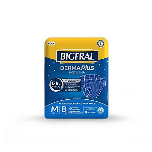 Fralda Geriátrica Bigfral Derma Plus Noturna M 8 Unidades