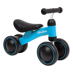 Bicicleta de Equilíbrio Infantil Blubu 4 Rodas Sem Pedal Azul