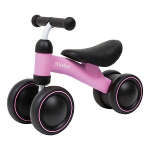 Bicicleta de Equilíbrio Infantil Blubu 4 Rodas Sem Pedal Rosa