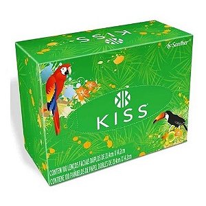 Lenço de Papel Facial Kiss Folha Dupla Caixa com 100 Unidades