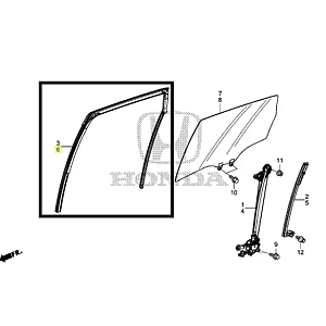 72775T14M01 CANALETA DO VIDRO TRAS ESQ HONDA FIT 15-21