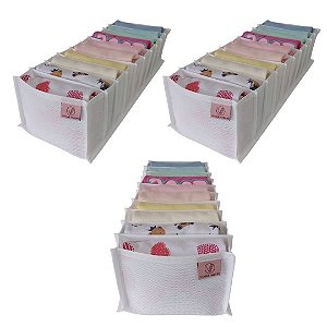 KIT 3 Colmeias para body baby e cueca box adulto em TNT Branca - P (10 nichos)