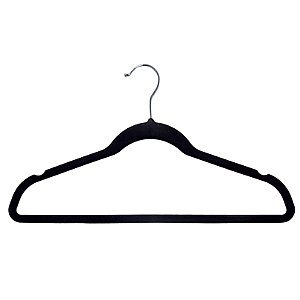 Cabide de Veludo Adulto - Preto - KIT com 10 unidades