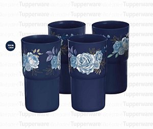 TUPPERWARE COPO COLORS ROSA DA NOITE 350ML AZUL 4 PEÇAS