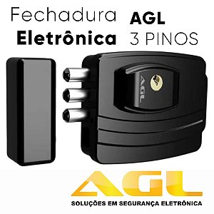 Fechadura Eletrônica Agl Ultra  3 Pinos Com Fonte 12v