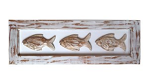 Quadro Decorativo de Madeira com Três Peixes