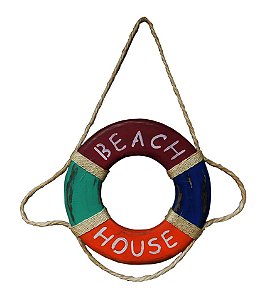 Bóia Decorativa de Madeira Beach House Colorida