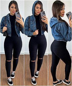 Jaqueta jeans capuz