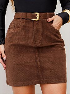 Saia veludo com cinto