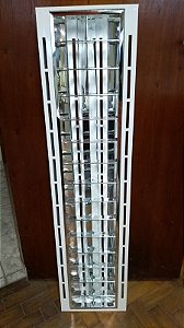 Luminária Comercial Calha Embutir 2x18w 305mm Tubular T8 14 Aletas com Porta Troffer - FM/FG