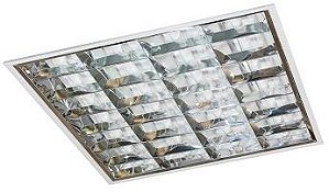 Luminária Comercial Calha Embutir 4x9w 625mm Tubular T8 6 Aletas - Para Forro Modular