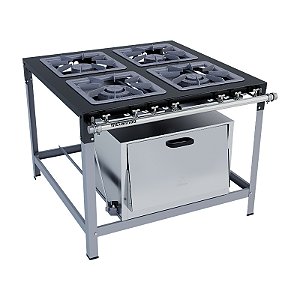 Fogão Industrial 4 Bocas P 6,5 Forno Baixa Pressão Metalmaq