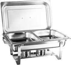 Rechaud Inox Retangular 2 Cubas 9 litros-Primo Inox