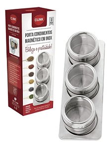 Kit 3 Peças Porta condimentos Magnético inox-Clink