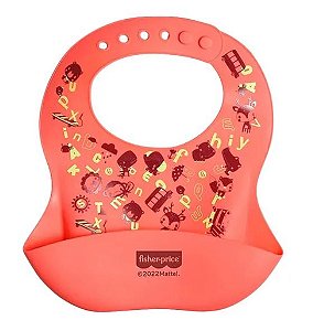 BABADOR DE SILICONE ESTAMPADO YUMMY ROSA FISHER PRICE