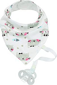 09785 - BANDANA GATINHO COM PRENDEDOR DE CHUPETA