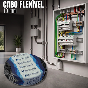 Cabo Flexível 10 mm 100 m Preto Blucabos