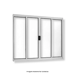 Janela Alumínio de Correr 1,00x1,20 m 4 Folhas Branca Reli