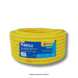 Mangueira corrugada. 20mm x 50m amarela plastilit normatizada
