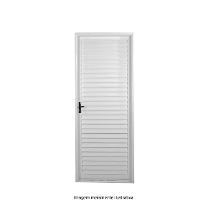 Porta Alumínio Palheta 2,10 x 0,80 m Branca Direita Esal