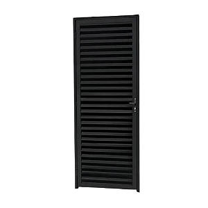 Porta em Alumínio Palheta/Veneziana 0,80x2,10 C/Abertura P/Direita Preta  RELI