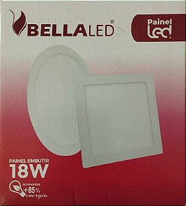 Plafon LED Quadrado Embutir Branca 18W BELLALED